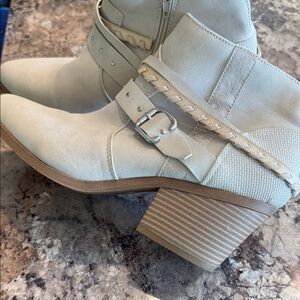 Maurices Cream Ankle Booties with Buckle
